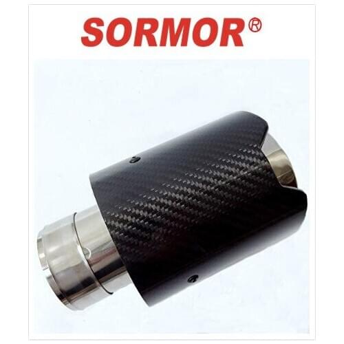 Sormor 4.1inches Outlet glossy Carbon Fiber Exhaust Pipe Muffler Tips for BMW Series,Straight Edge, inlet 63mm outlet 105mm