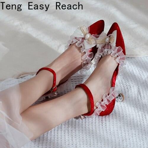 Women Square High Heels Pumps Shoes Woman 2021Female Ankle Strap Faux Suede Pointed Toe Heeled Sandals Lady Office Career