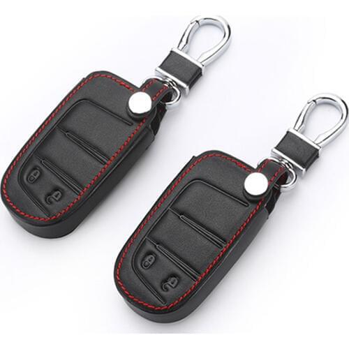 Top Layer Leather Key Case bag For Fiat For Jeep Renegade Leather Smart Key Cover Car Key Bag Dust Collector Auto Parts Shell