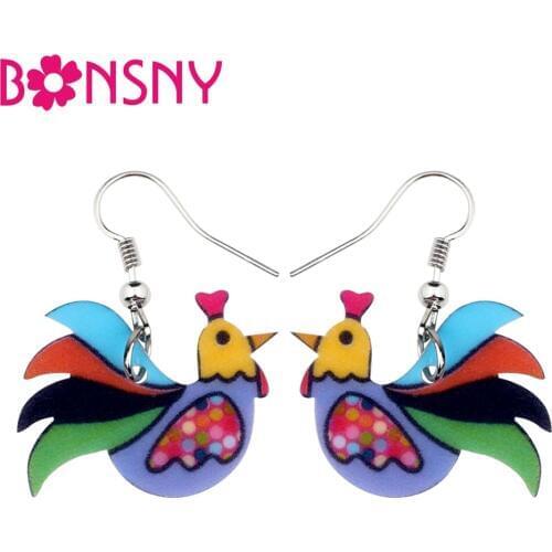 Bonsny Drop Chicken Earrings Acrylic Big LongDangle Earrings 2016 News Brand Girls Women Jewelry Accessories Fashion Styles