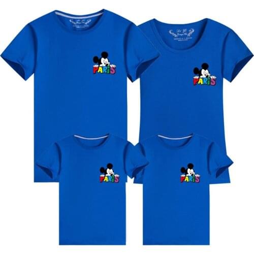 High Quality Fashion Family Matching Clothes Mommy And Me Clothes Disney Mickey Mouse Print Children Tshirt Adult Unisex T-shirt