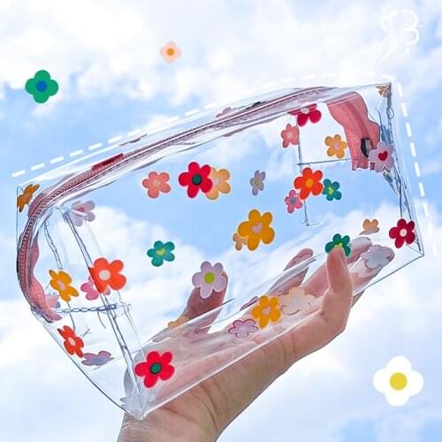 Cosmetic bag Japanese cute transparent large capacity portable 2020 new pencil case wash storage bag Korean ins style