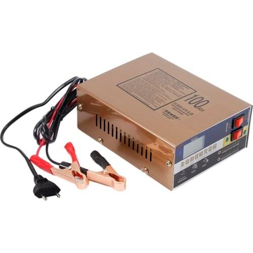 12V/24V 100AH Car Scooter Battery Charger 110V Fully Automatic Battery Charger Pulse Repair Type LED Display EUplug