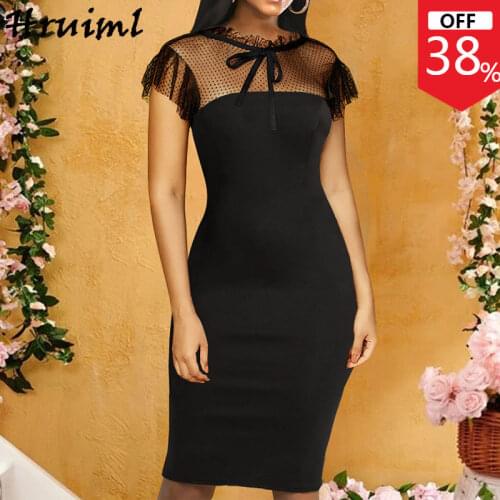 Casual Womens Dresses Elegant Party Night Club Plus Size Short Sleeve Dresses for Women Mesh Patchwork Solid Color Woman Dress