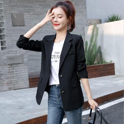 Spring And Autumn Suit Women Blazer New 2021 Casual Suits Womens Blazers Short Slim Coat Female Jacket Black