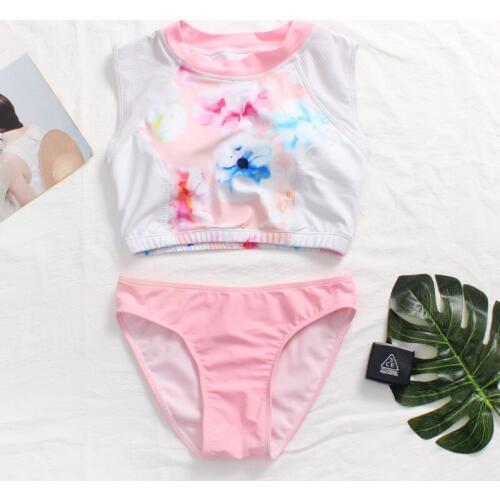 Pink Girl New Sexy Bikini Set Women Sport Swimwear Floral Hollow Swimsuit Beach Wear Biquini Bathing Suits Surfing Snorkeling