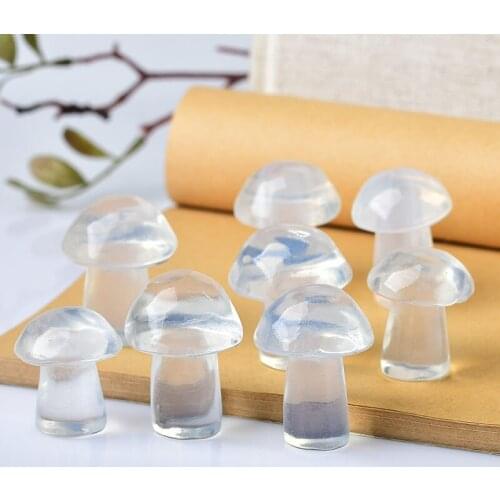 1Pc Cute Large Crystal Opal Artificial Gemstone Carving Handicraft Mushroom Diy Home Decoration Ornamental Stone Gift Collection