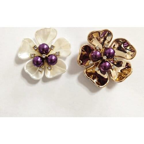 10pcs 38mm 36mm Metal Alloy Imitation Shell Pearl Stamen Flowers DIY Jewelry Findings