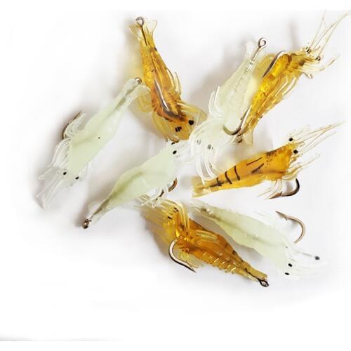 10Pcs Hot Sale 5cm 1.3g Shrimp Simulation Soft Prawn Lure Hook Tackle Bait Fishing Lures