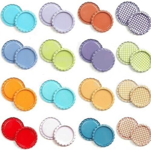 100pcs/lot 1 Inch 25mm Round Flattened Bottle Caps In Double-side Colored for Hairbow Crafts Necklace Jewelry Pendants