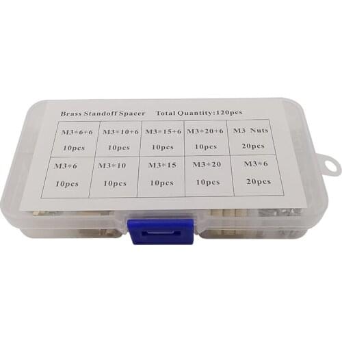 120Pcs/Set M3 Male Female Brass Hex Column Standoff Support PCB Board Pillar M3 Screw Nut Assortment Kit