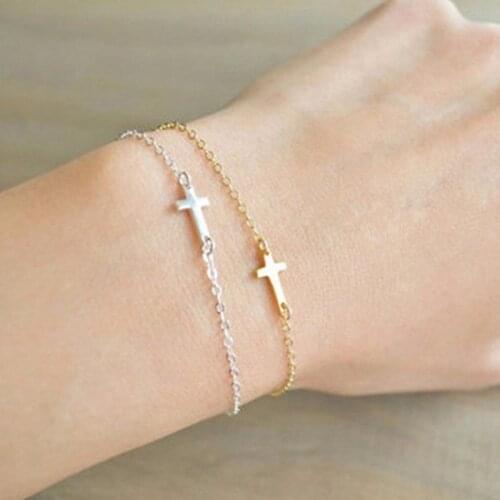 2/4pcs Classic Fashion Simple Charm Cross Chain Bracelet Delicated Women Link Chain Bracelet Jewelry Drop Shipping