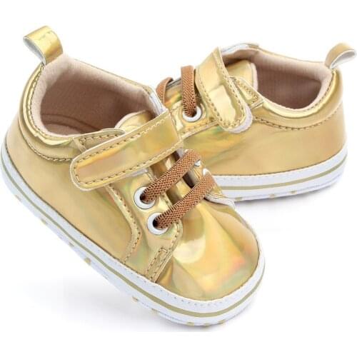 2021 Arrival Hot-selling Reflective Leather Fashion Baby Shoes Soft-soled Anti-skid Toddler Shoes Baby Shoes in First Walkers