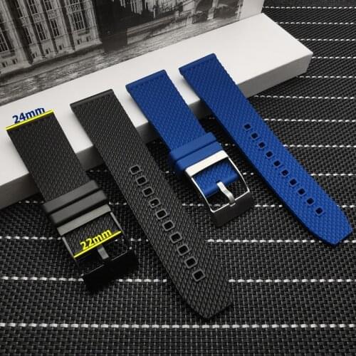 22mm 24mm Black Blue Silicone Rubber Watch band Bracelet For navitimer/avenger/Breitling strap With Logo on tools free