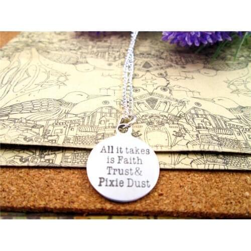 3pcs/lot Fashion stainless steel necklace "All it takes is Faith Trust Pixie Dust Pendant necklace Gift more style for choosing
