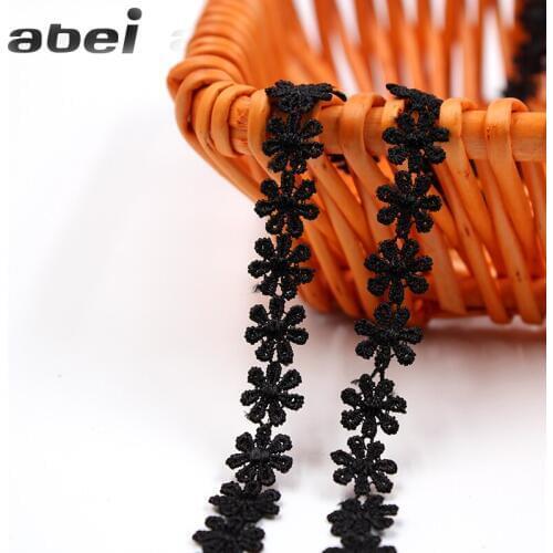5yards 1.5cm Water Soluble Black Lace Trims Ribbon DIY necklace jewelry Handmade Patchwork Wedding Craft Garment Accessories