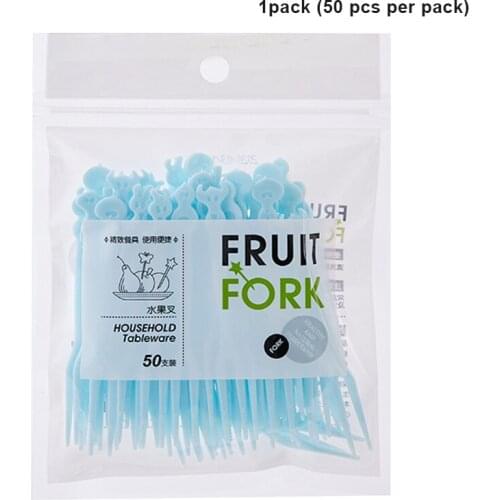50Pcs Disposable Fruit Snack Fork Dessert Food Picks Plastic Cake Forks Cocktail Picks for Home and Catering Party NW