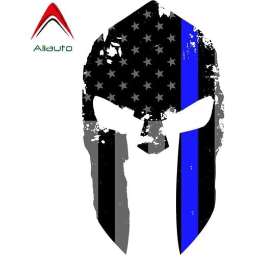 Aliauto Reflective Car Stickers Tattered Spartan Helmet US Flag Accessories Personalized Decals PVC for Nissan Suzuki,15cm*8cm