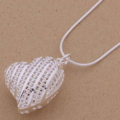 AN077 Hot sterling Necklace fashion jewelry pendant hollow out heart /gfdaowka ajrajaya silver color