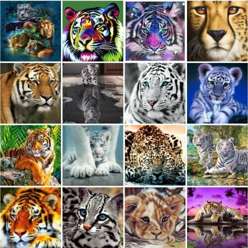 AZQSD 5d Diamond Painting Tiger Full Drill Square Handmade Gift Diamond Embroidery Animals Mosaic Handicraft Home Decoration