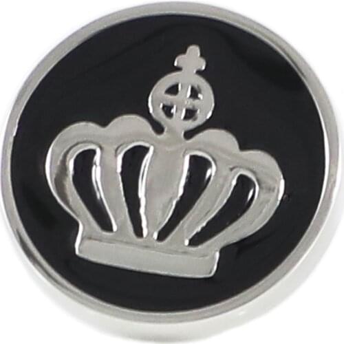 Crown Lapel Pin Black Enamel Silver Tone Crown Round Suit Pin Holiday Gifts Pins Birthday Gift Lapel Pins