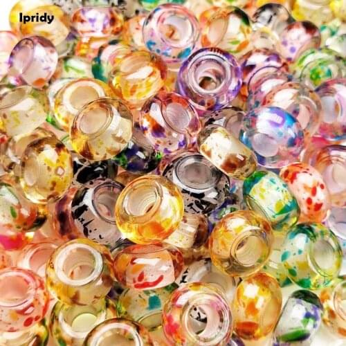 10pcs/lot 14MM Mixed Large Hole Resin Beads with No Core Transparent color European Bead fit Diy Charms Bracelet
