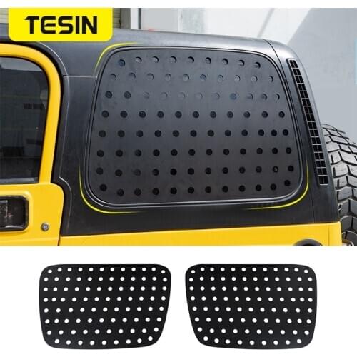 TESIN Car Rear Window Triangle Glass Decoration Cover Stickers For Jeep Wrangler TJ 1997-2006 Car Exterior Accessories Styling