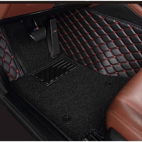 Custom Double layer car floor mats for peugeot 307 sw 508 308 407 sw RCZ 206 2008 3008 4008 5008 408 107 301car mats 5 seat