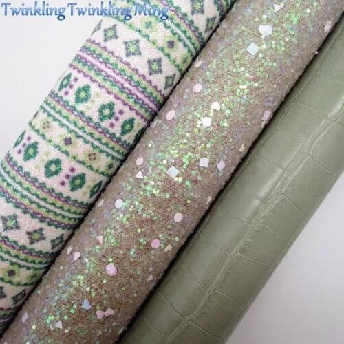 Mixed Colors Glitter Fabric, Crocodile Faux Fabric, Synthetic Leather Fabric Sheets For Bow A4 21x29CM Twinkling Ming XM768