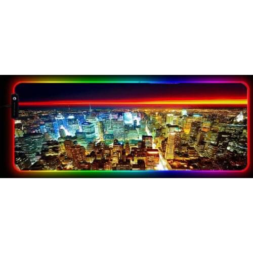 Mairuige City Sunset Gaming RGB Mouse Pad Lockedge Gamer LED Backlit Mausepad Large Mousepad Computer Keyboard Desk Mice Mat