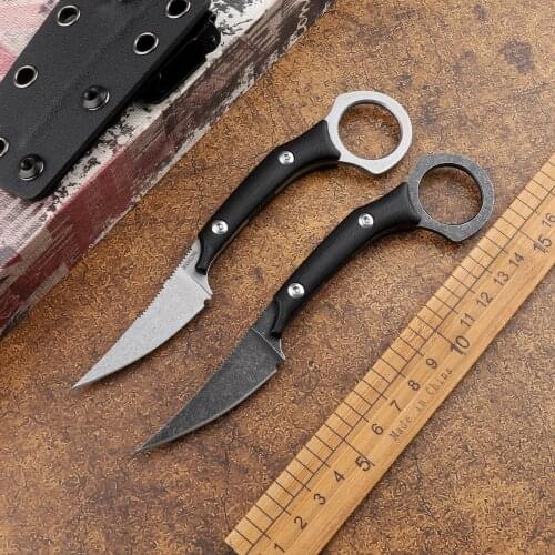 Karambit D2 fixed blade G10 handle outdoor multifunctional camping hunting self-defense tactics survival EDC tool claw knife