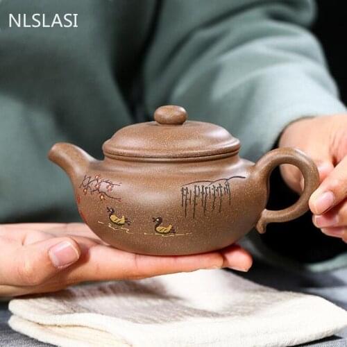 Chinese Yixing Antique tea pot purple clay filter teapot beauty kettle Raw ore Handmade Tea set Customized gifts authentic 260ml