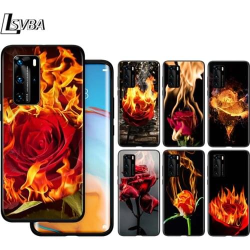 Beautiful Red Roses For Huawei P40 P30 P20 P10 Pro Lite E Plus 4G 5G P9 P8 Lite P Smart Z S Plus Soft Black Phone Case