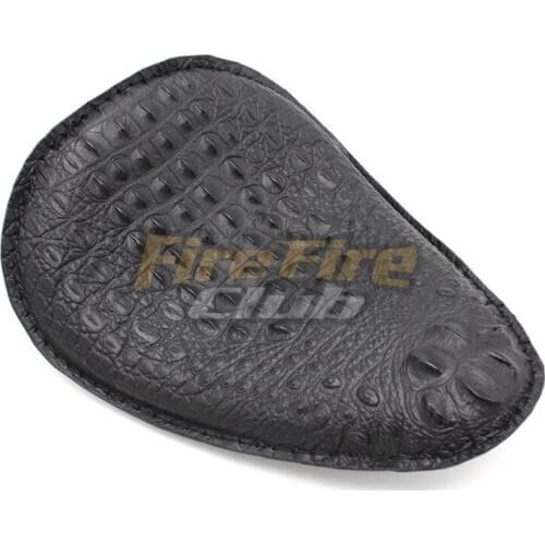 Motorcycle Retro Brown/Black Crocodile Leather Solo Seat+3" Spring Bracket for Harley Custom Chopper Bobber Leather Saddle Seat