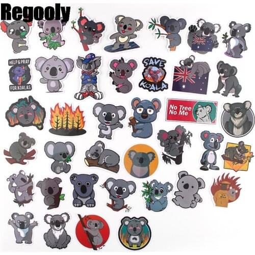38pcs Lovely koala Cartoon scrapbooking Stickers packs Waterproof Skateboard Suitcase Guitar Graffiti decals pasters Kid Toy
