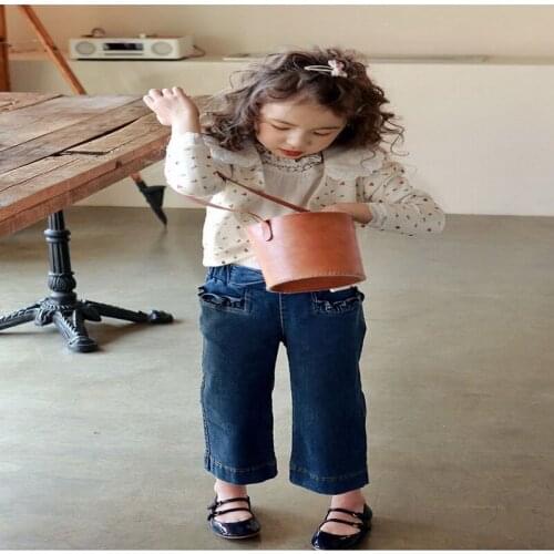 2021 New Korean Style Teenagers Girls Shoes Soft Leather Black Flat with Shoes Kids Girl Accessories E30