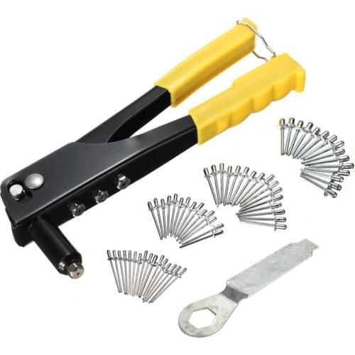 New 60pcs/set Pop Riveter Gun Rivets Kit Blind Rivet Hand Tool Set Gutter Repair Heavy Duty Manual Pull Cap Professional Tools