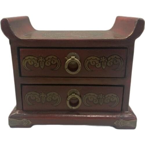 Early collection of antique lacquerware wooden storage box jewelry box cosmetic mirror family collection No.2