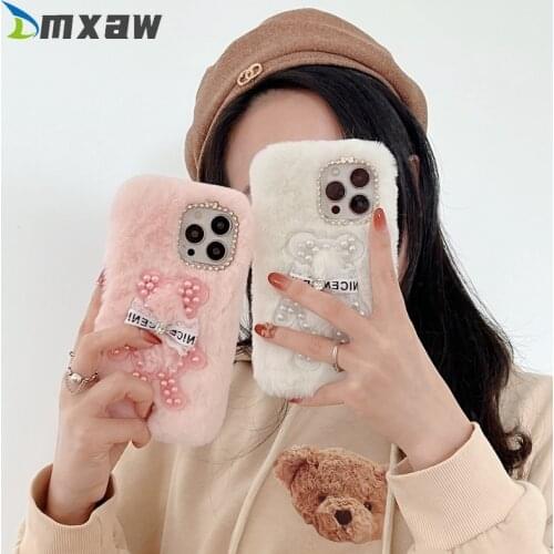 Luxury Plush Leopard Print Silicone Case for Samsung Galaxy A01 Core M01 Core A71 A51 M31 A21S A31 Fluffy Winter Warm Fur Cover