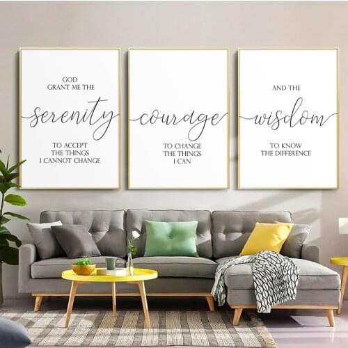 Nordic Minimalist Canvas Painting Poster and Prints Serenity Praye Sign Bible Verse Christian Wall Art Pictures for Hom Decor