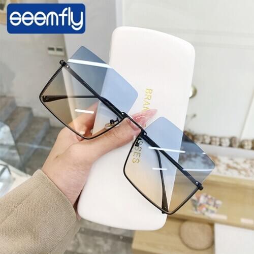 Seemfly 2021 Popular Half Frame Sunglasses Women Metal Trimmed Sun glasses Men Women Driving Vintage Shades Goggle Eyewear UV400