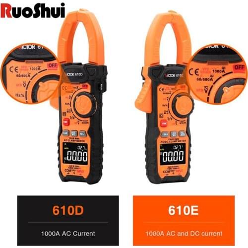 RuoShui 610E Digital Clamp Meter AC /DC Current Voltage Ammeter Hz Ohm RMS NCV Tester Capacitance Tester Clamp Meter Multimete