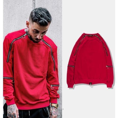 Thintenda Hoodie Sweatshirt Men Zipper Patchwork Pullover High Street Fashion Hip Hop Streetwear Casual Hoodies For Men/women