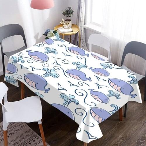 Custom Cartoon Whale 3D Table Cover Waterproof And Oil Proof For Decorative Dining Tablecloth For Picnic Blanket Table Cloth