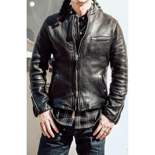 YR!Free shipping.Pakistan.Brand Luxury japan style 0.8-1mm sheepskin jacket,mans fashion slim tanning genuine leather coat