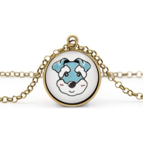 Jewelry Women Cute Schnauzer Siberian Husky Pet Dogs Necklace Glass Charm Diy Pendants For Lovers Gifts Best Friends Necklace