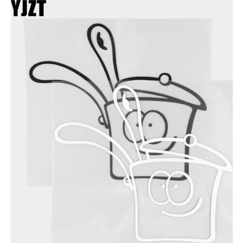 YJZT 14.5×12.7CM Cute Pot Funny Decoration Car Stickers Cartoon Vinyl Decals Black / Silver 20D-0334
