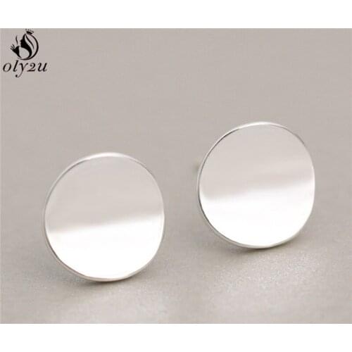 Oly2u Fashion Classic Round Earings Simple Circle Stud Earrings for Women Wedding Bridal Jewelry Small Geometric Earing Brincos