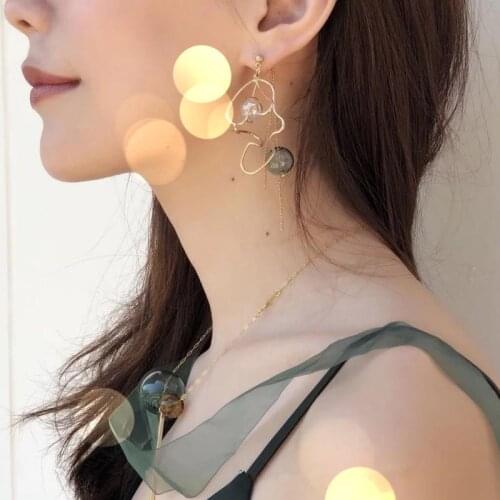 Handmade Glass Ball Dangle Earrings For Women 2019 INS Artsy Tassels Gold Tone Bubble Drop Earrings Jewelry Earrings Bijoux