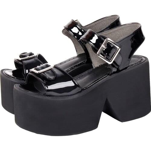 Angelic imprint woman lolita cosplay punk Gothic shoes lady high heels pumps girl princess summer dress party sandals 10cm 8477